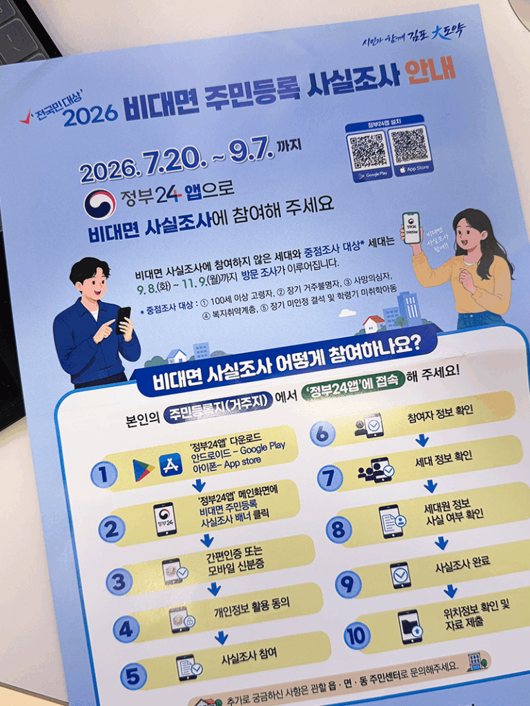 비대면 주민등록 사실조사 안내